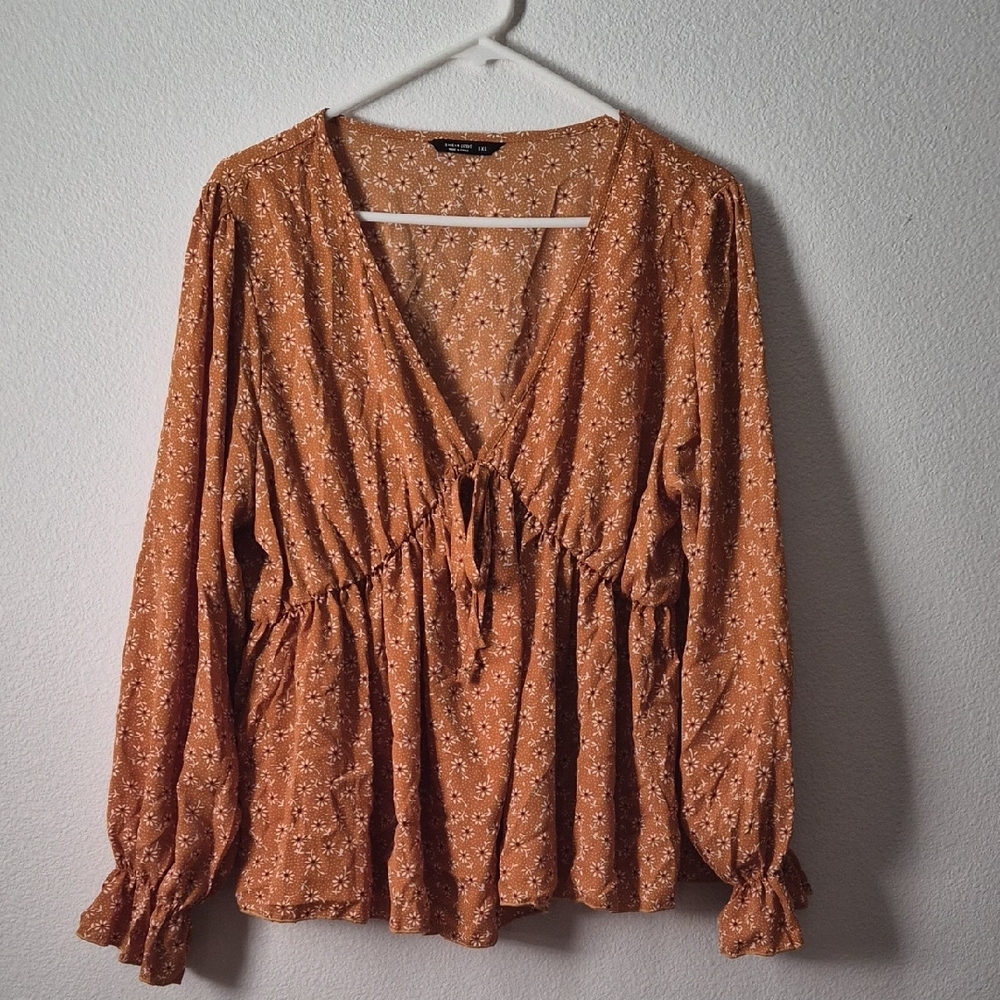SHEIN Rust Floral Blouse